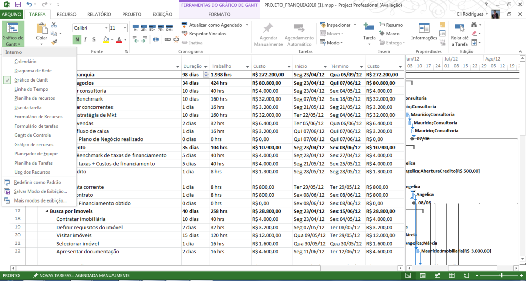 Tela1 - Lista de telas - CRONOGRAMA MS-PROJECT