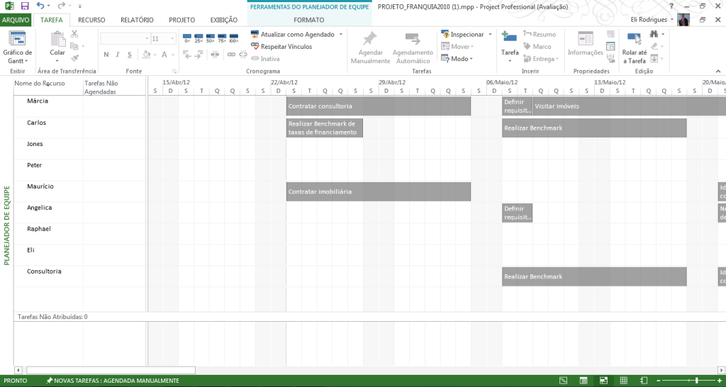 Tela12 - Planejador de equipe - CRONOGRAMA MS-PROJECT