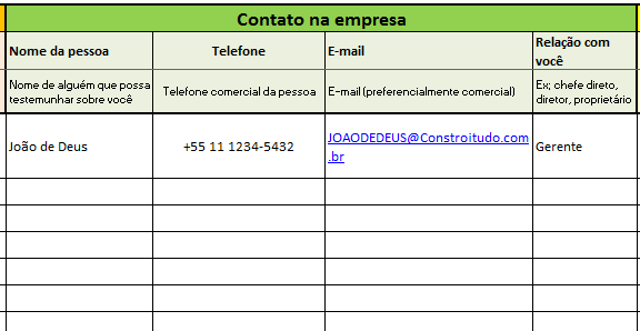 Planilha PMP 6 - Contato na empresa